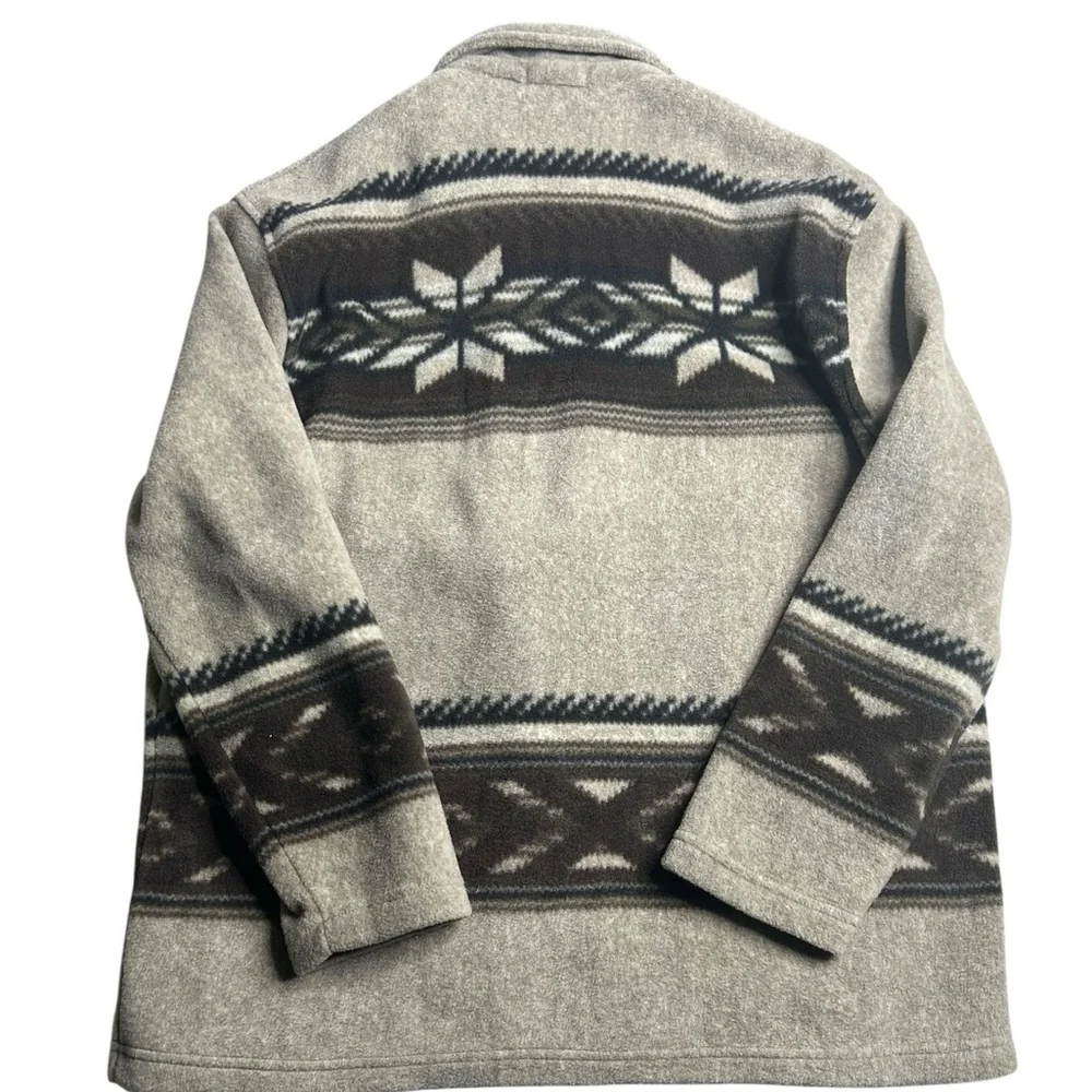Jones New York Sport Women’s Large Fleece Zip Jacket Snowflake Nordic Pattern‎